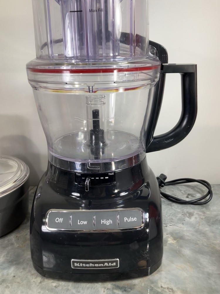 Kitchen Aid 13 Cup Exact Slice Black Food Processor & Dicing Kit KFP1355OB