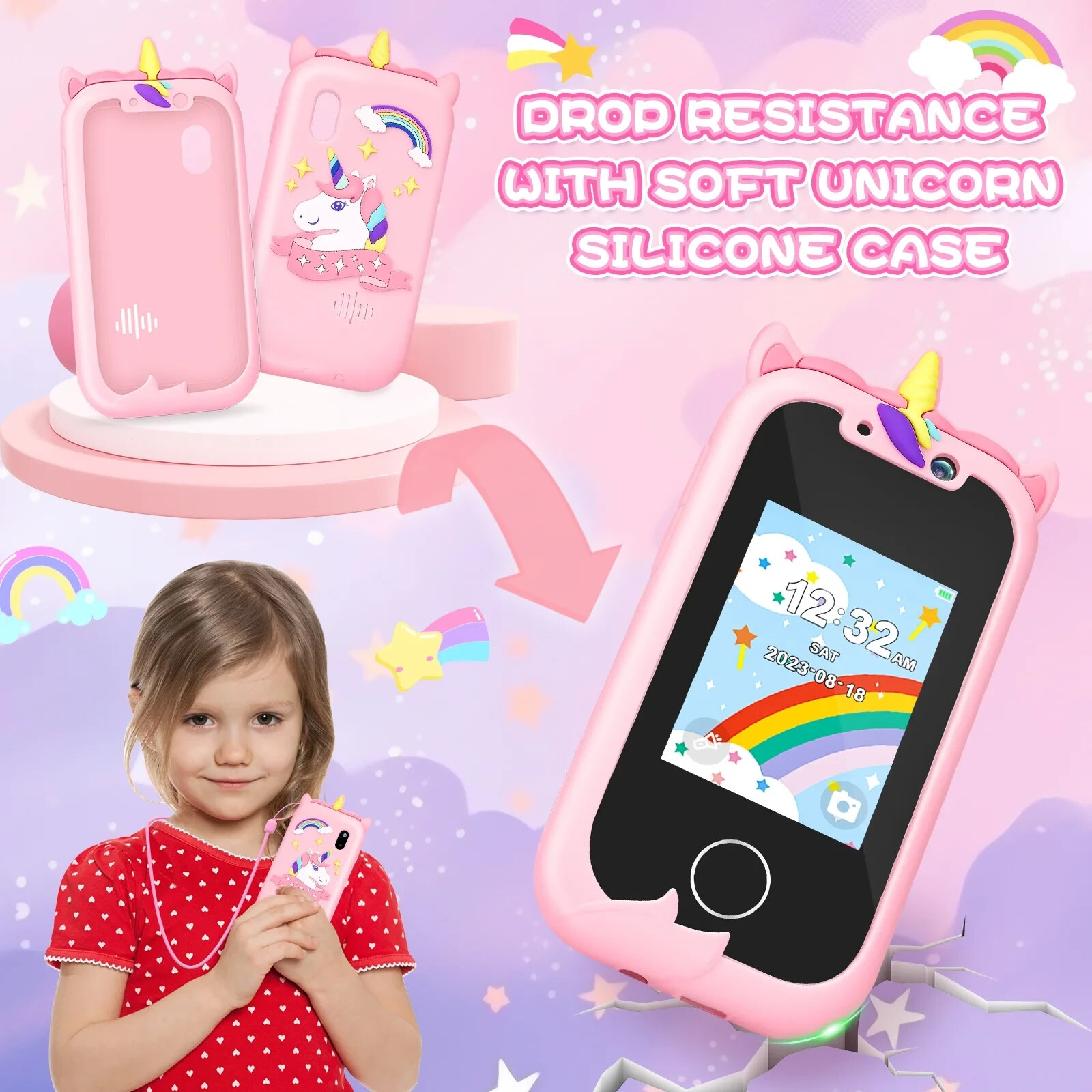 Kids Smart Phone Toys for Girls Ages 3-7 with Dual Camera - Toddler Phone Toy...