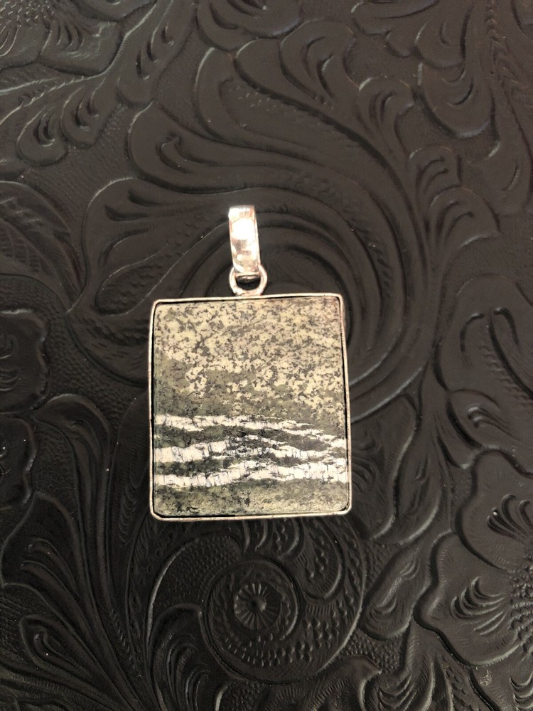 Forest Green Opal Square Pendant Artisan Handcrafted