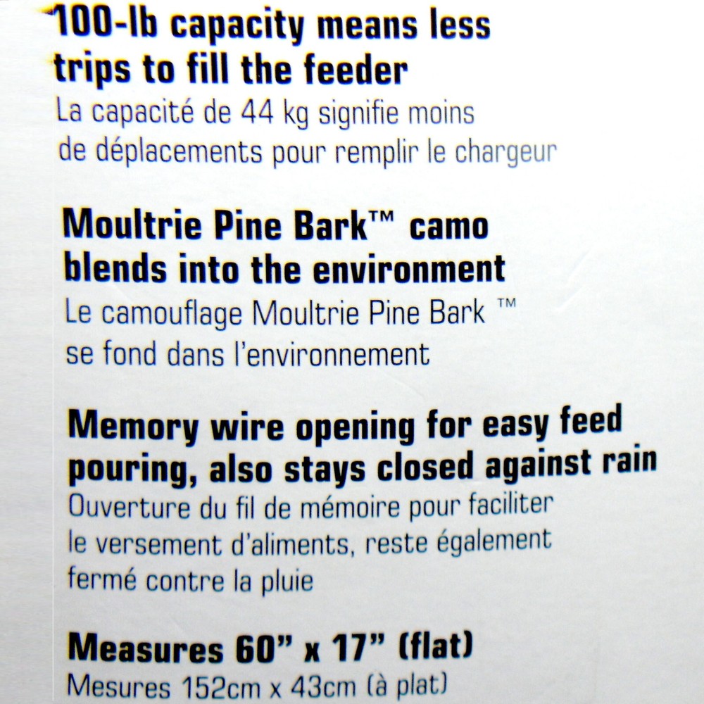 MOULTRIE PINE BARK 100lb HANGING TREE MOUNT DEER TURKEY GRAVITY BAG FEEDER