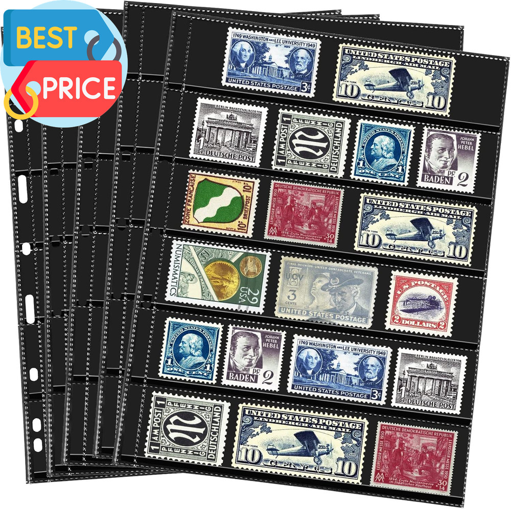 20 Sheets Stamp Pages Collector Stamp Collecting Album Binder Standard 9 Hole