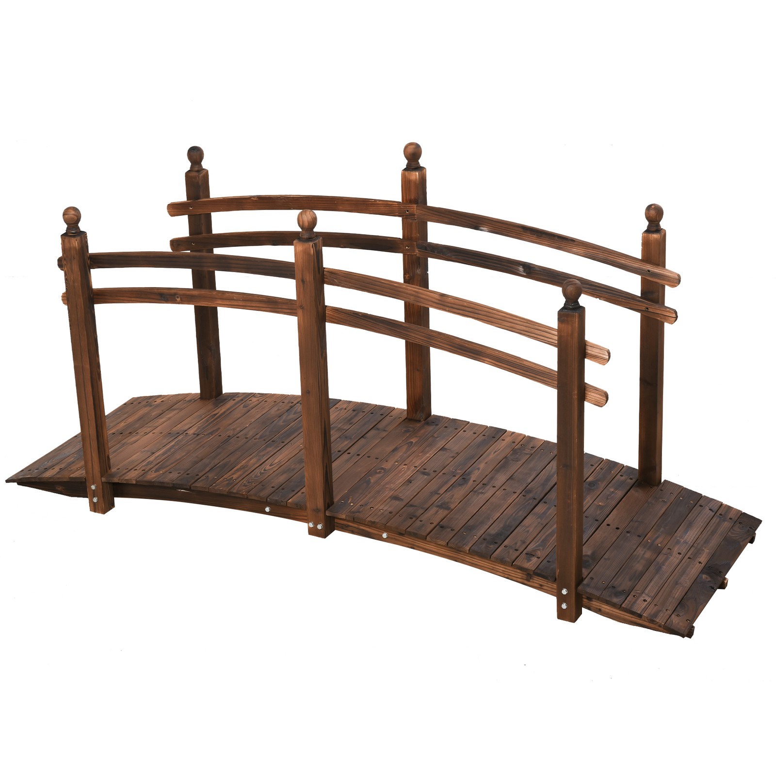 7.5' Garden Bridge Outdoor Decorative Wooden Bridge for Yard & Pond Arc Walkway