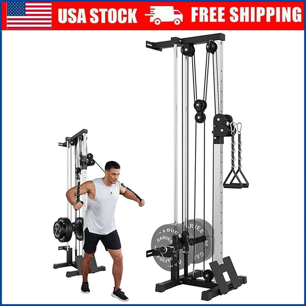 Wall Mount Cable Station LAT Pulldown Machine w/19 Positions Dual Pulley System