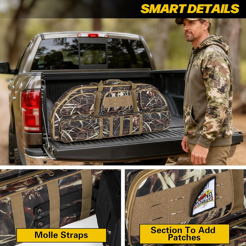 Padded Compound Bow Case Backpack Soft Bow Bag w/ Arrow Pocket Hunting Range