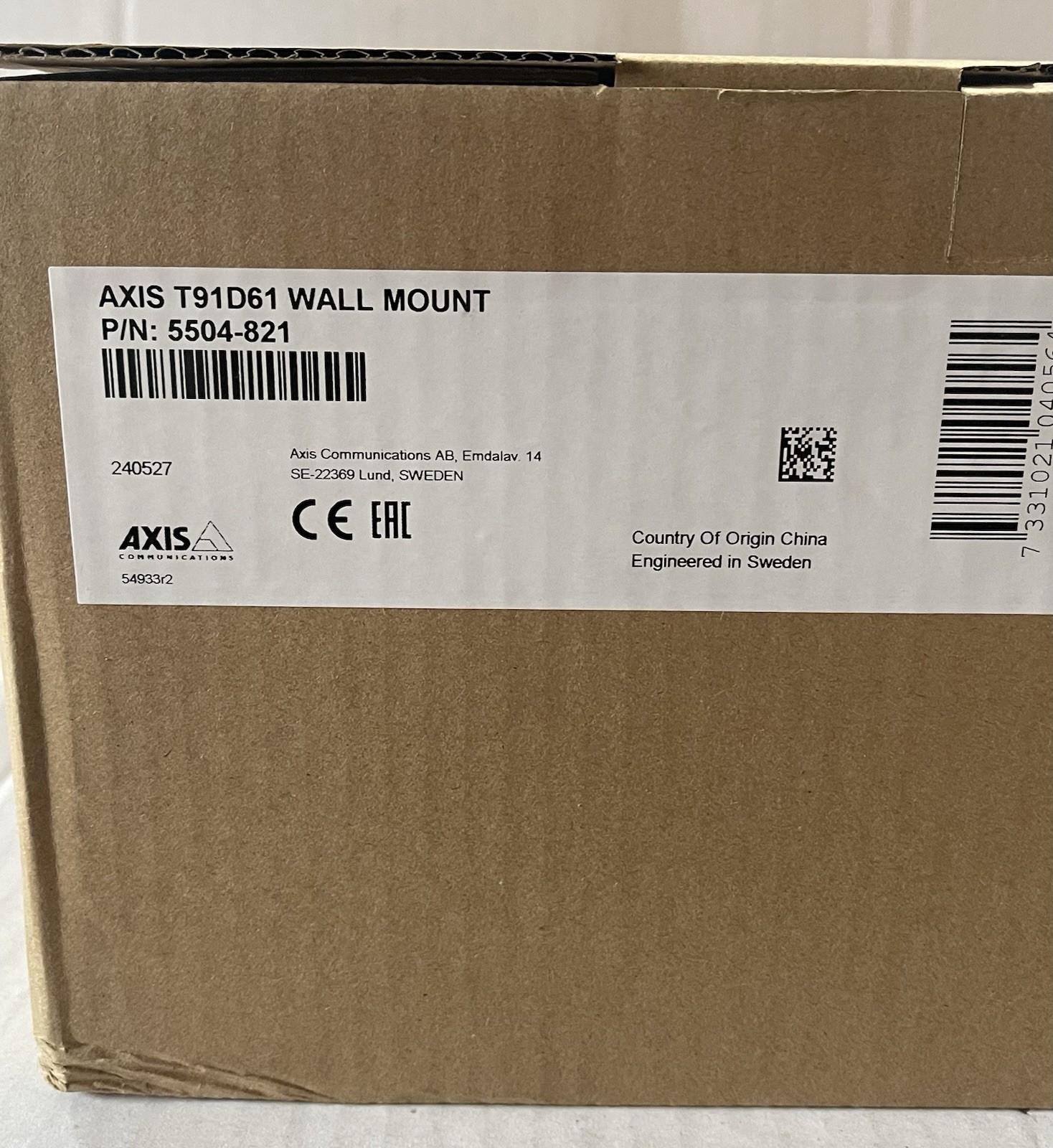 NEW Axis T91D61 Wall Mount for P & Q Series Fixed Dome, Network Cameras 5504-821