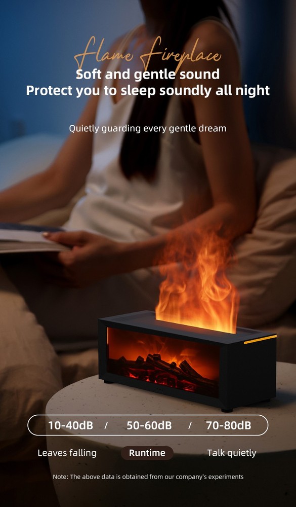 Flame Fireplace Humidifier Aromatherapy Essential Oil Diffuser with LED Light US