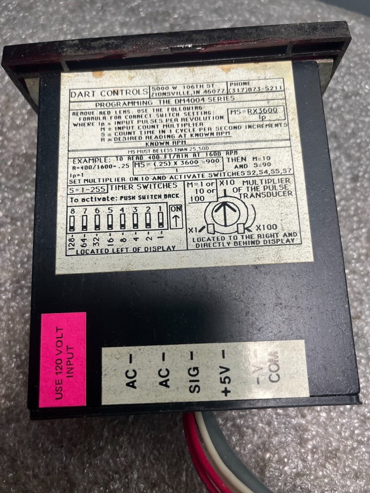 DART CONTROLS DM4004 / DM4004 PROGRAMMABLE TACHOMETER