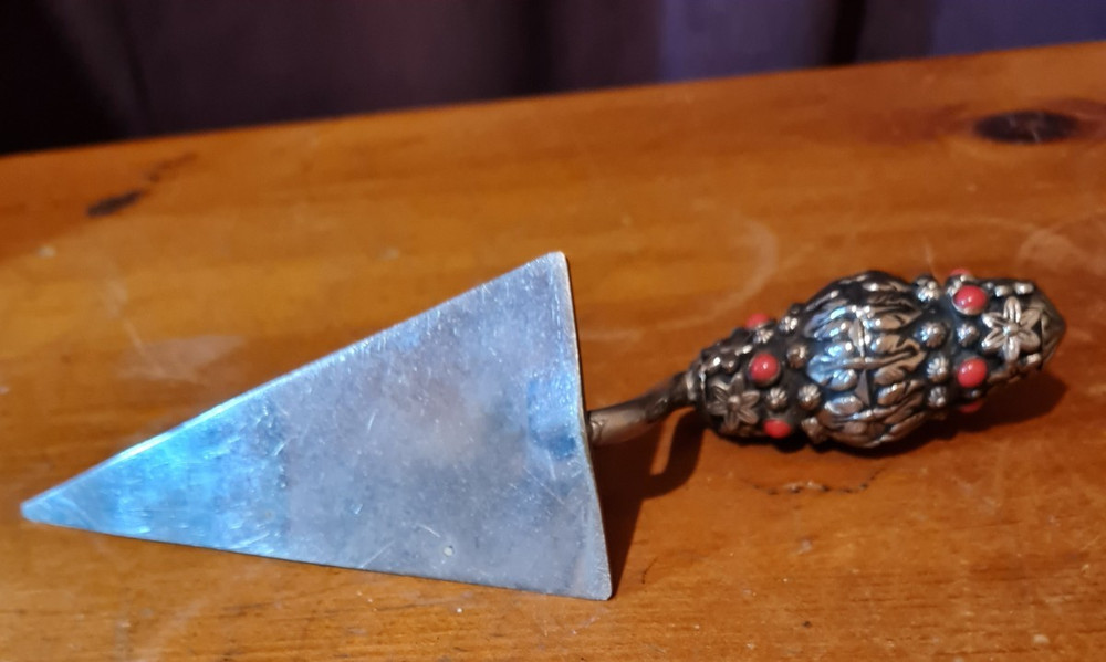 Silver plated trowel bookmark with handle