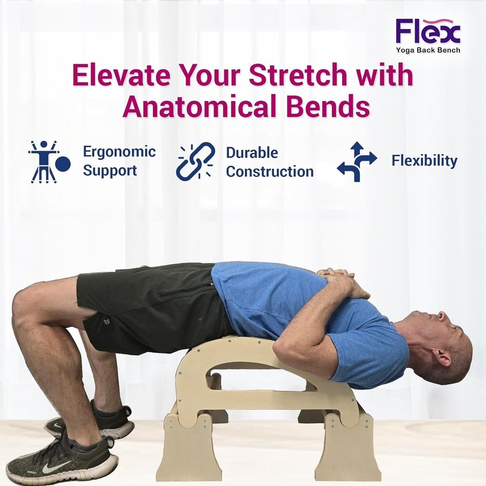 Flex Yoga Back Bench Elevate Your Stretch W/ Anatomical Bends Ergonomic Support