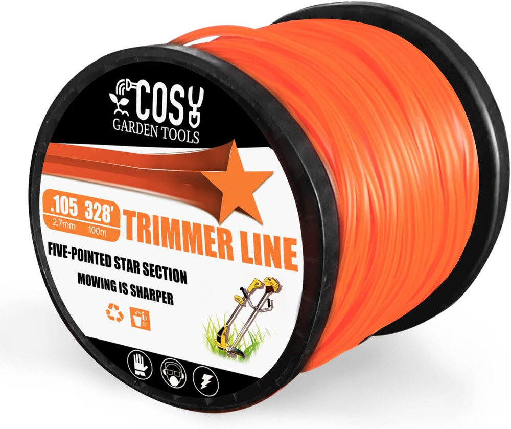 String Trimmer Line, Commercial Grade Orange Pentagon Weed Eater String, Premium