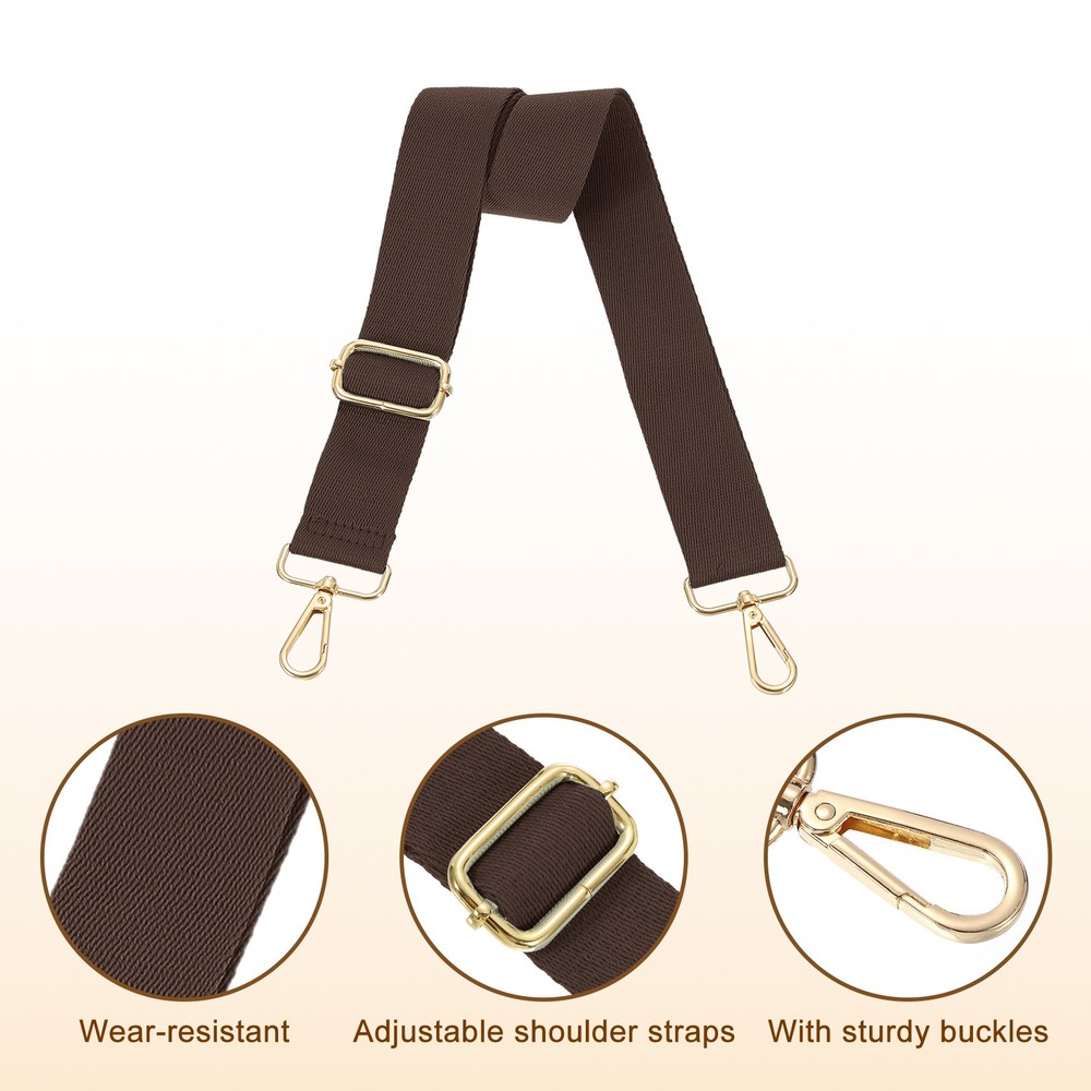 3.8cm Wide Shoulder Strap, Dark Brown, Light Gold Pull Core Buckle