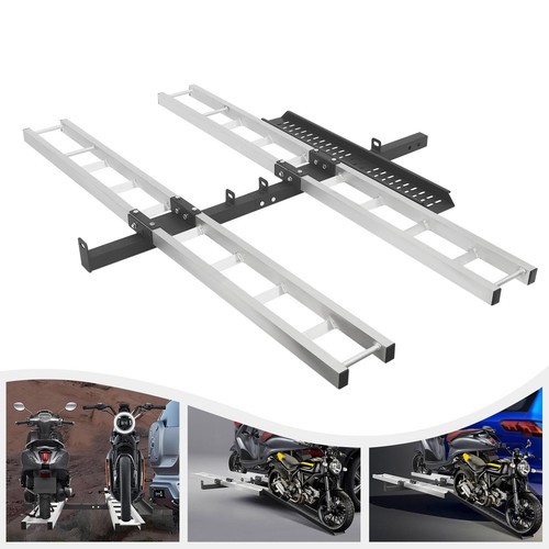 600 LBS Heavy Duty Motorcycle Carrier Dirt Bike Rack Hitch Mount Hauler w/ Strap
