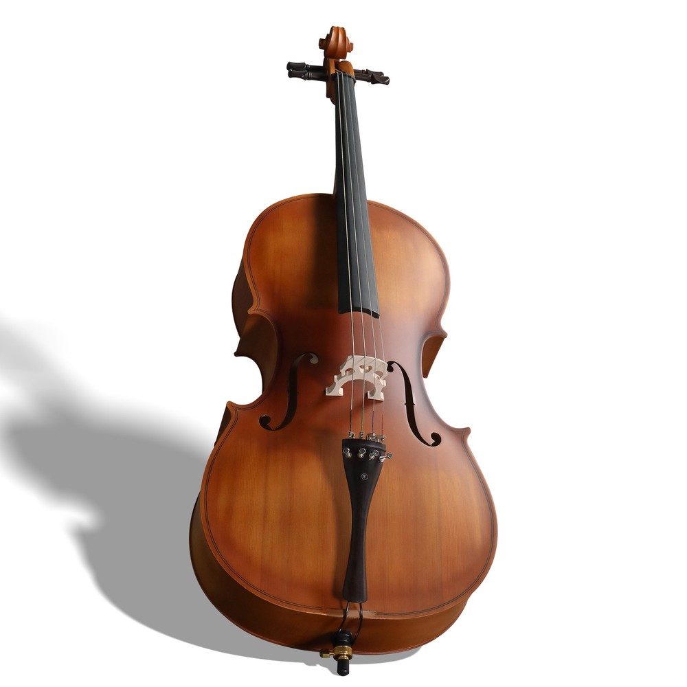 Full Side 4/4 Matte Spruce Panel Cello with Bag Bow Rosin Bridge Strings
