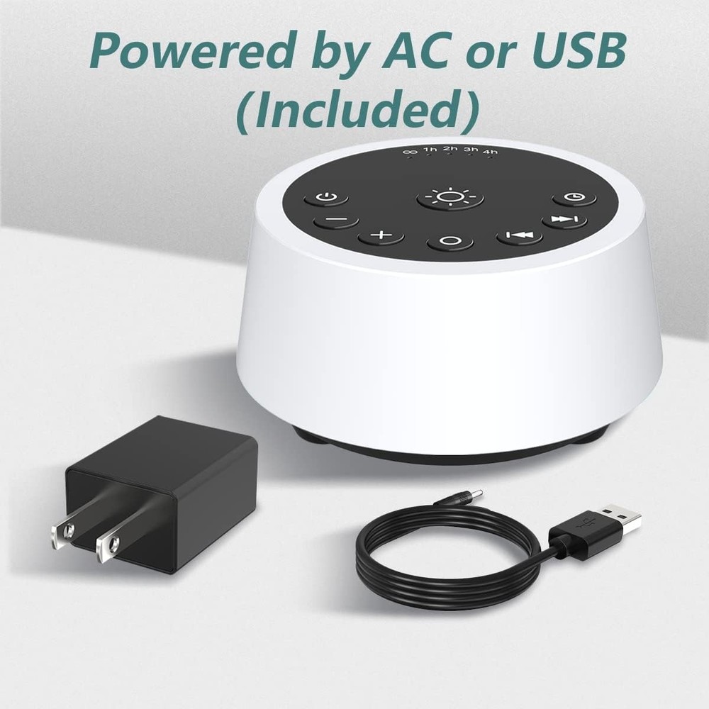 White Noise Machine with Night Light, 25 Sounds, Timer, Memory Function