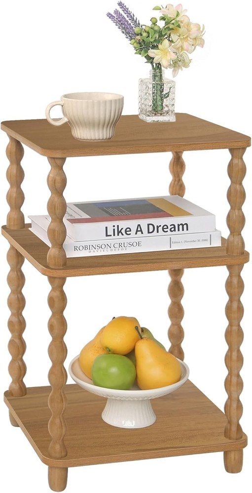 End Table Modern Side Table W/ 3 Tier Open Shelf Small Table Bed Side Tables