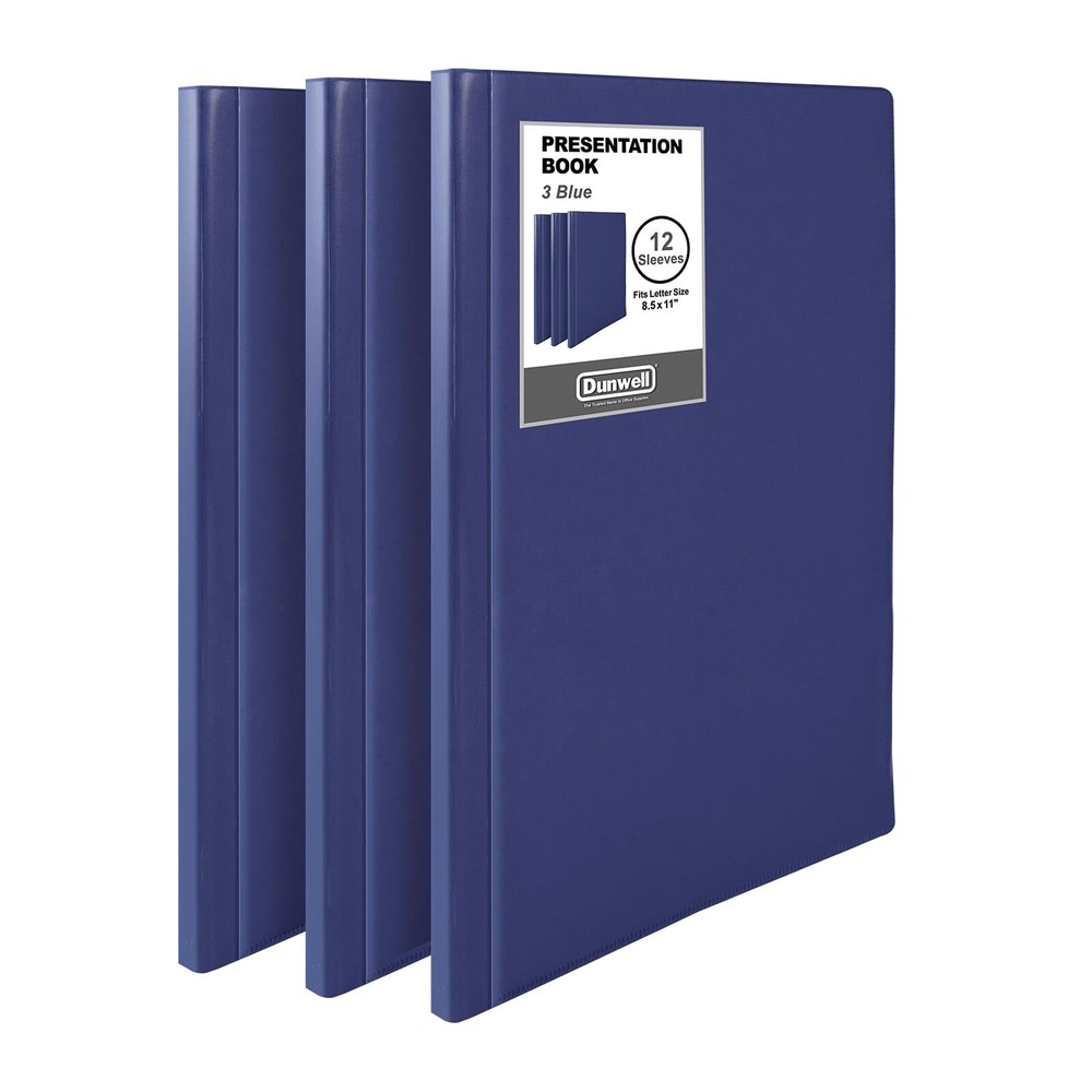 12-Pocket Portfolio Presentation Binders - 3 Pack Blue Bound Presentation Boo...