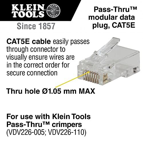 Klein Tools VDV826-762 Pass-Thru RJ45-CAT5e Modular Data Plugs (200-Pack)