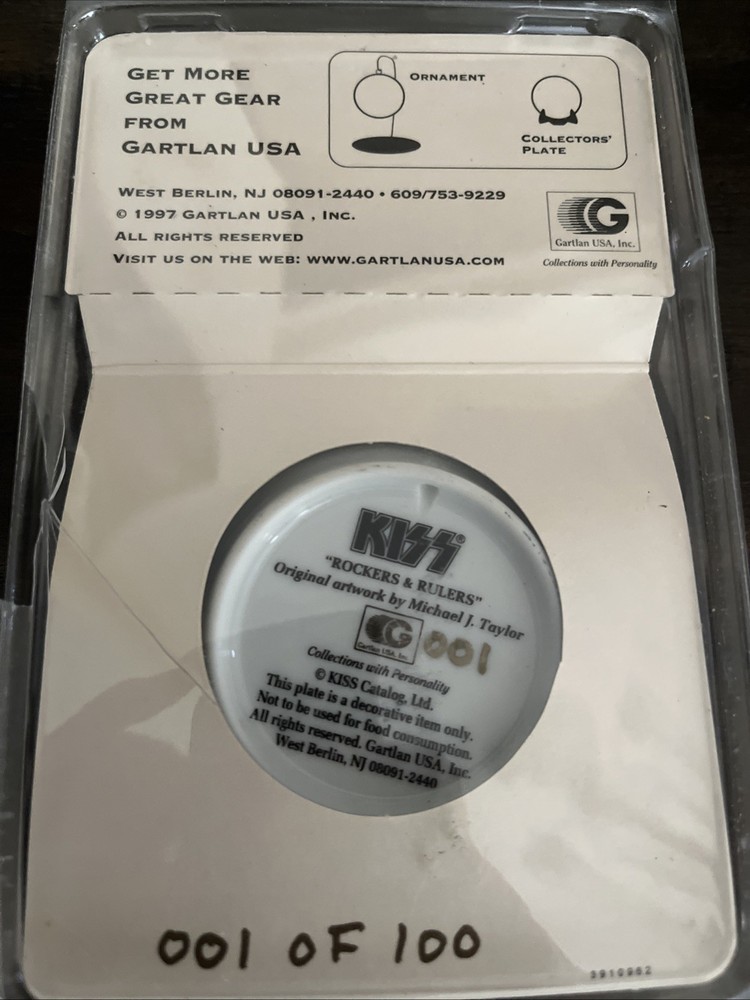 KISS Rare 1997 Autographed Only By Ace Frehley And 1 Of 100 Miniature Plate 3.5”