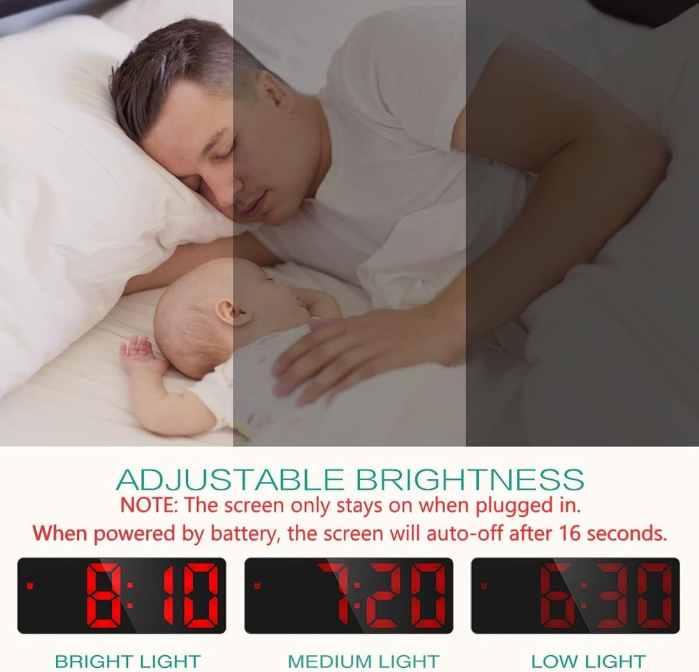 Sharp Electric Digital Alarm Clock LED Large Display Battery Backup Snooze