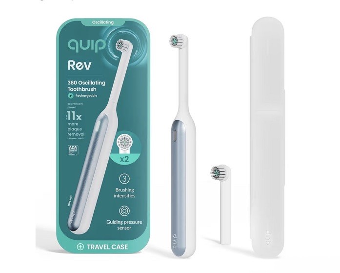 Quip Rev 360 Oscillating Rechargeable Electric Toothbrush with Replaceable