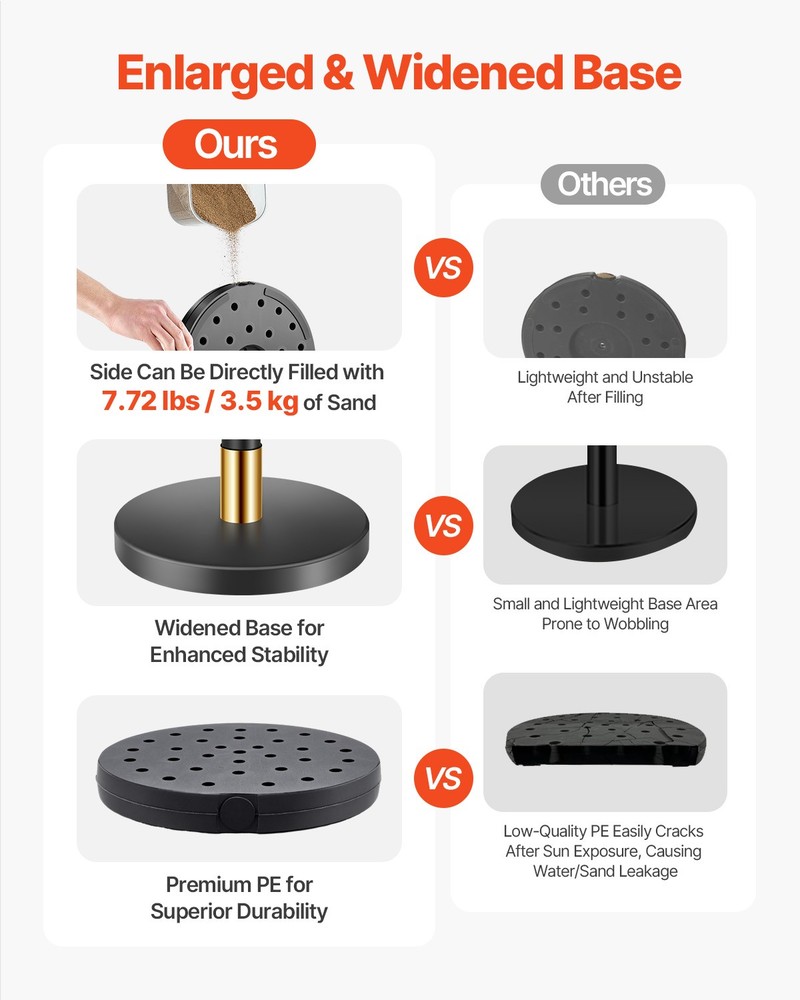 VEVOR 6Pcs Stanchion Posts Queue Barrier Crowd Control Sand Injection Base