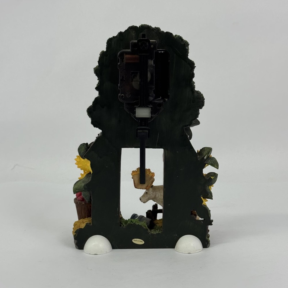 Resin Pendulum Clock Cows And Barn Farm Scene