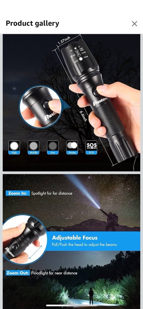 PHIXTON Rechargeable Flashlights High Lumens, USB C Chargeable LED Flashlight...