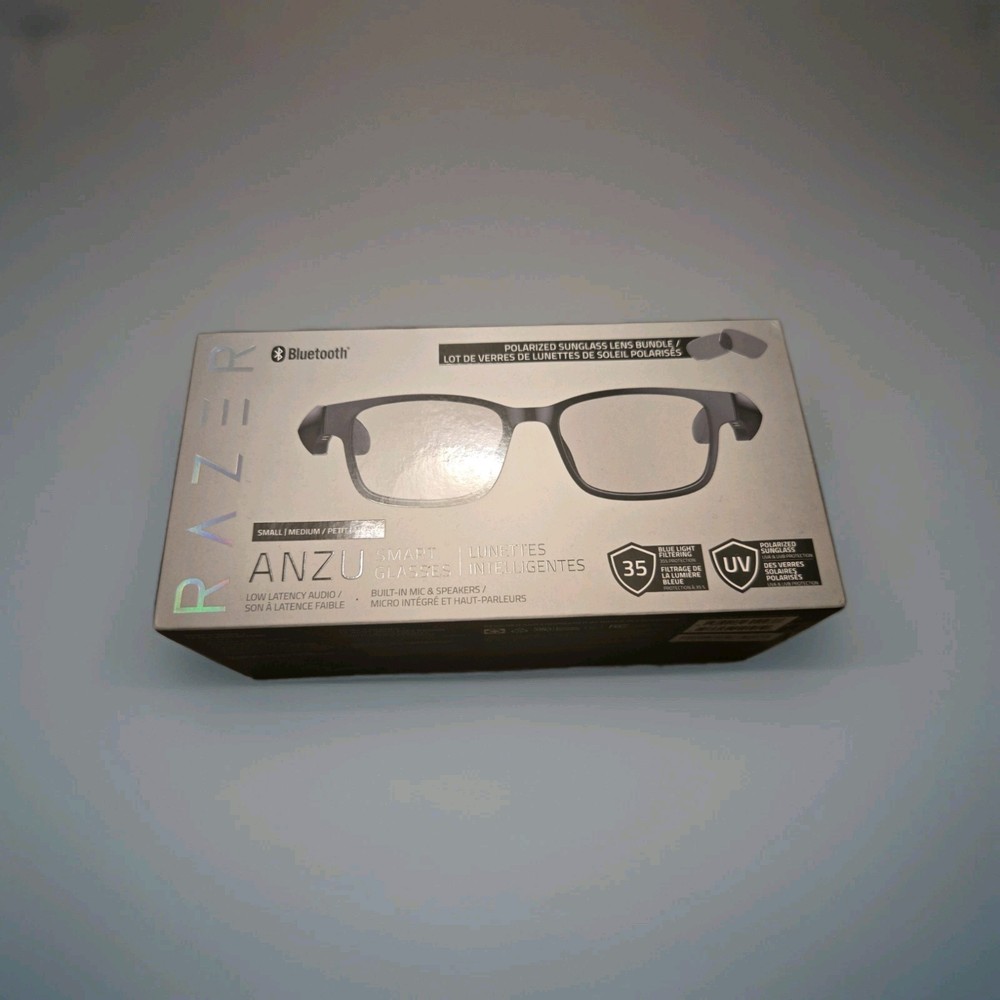 Razer Anzu Smart Glasses Bluetooth, Rectangle, Small/Medium with Accessories