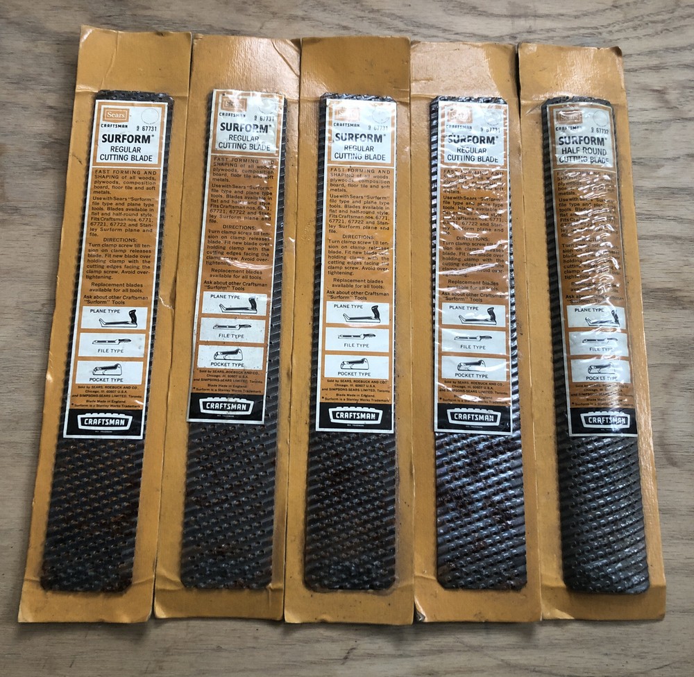 FIVE CRAFTSMAN CROWN LOGO REPLACEMENT SURFORM CUTTING BLADES