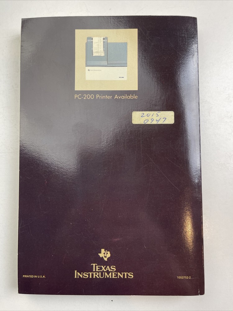 Texas Instruments Professional Business Analysts Guide BA-55 Manual