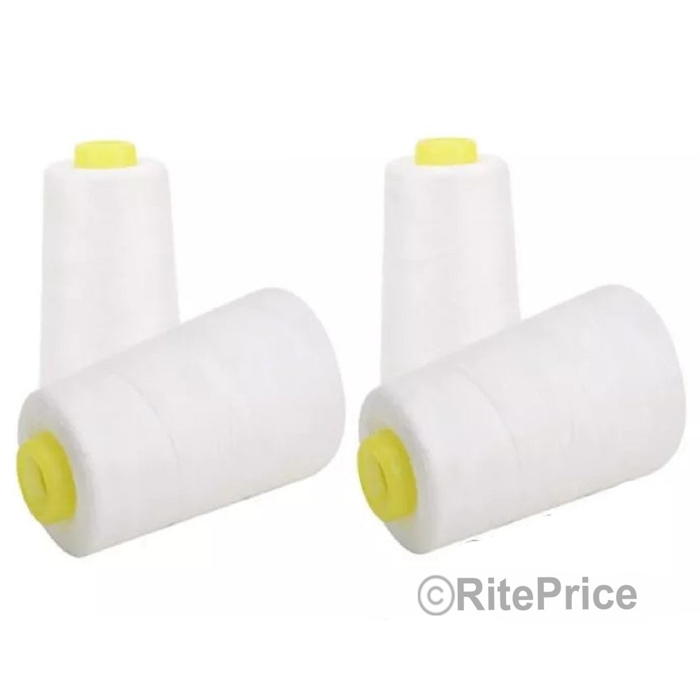 (4 Pcs) 2500 Yard Each Spools WHITE Sewing Thread All Purpose 100% Polyester-New