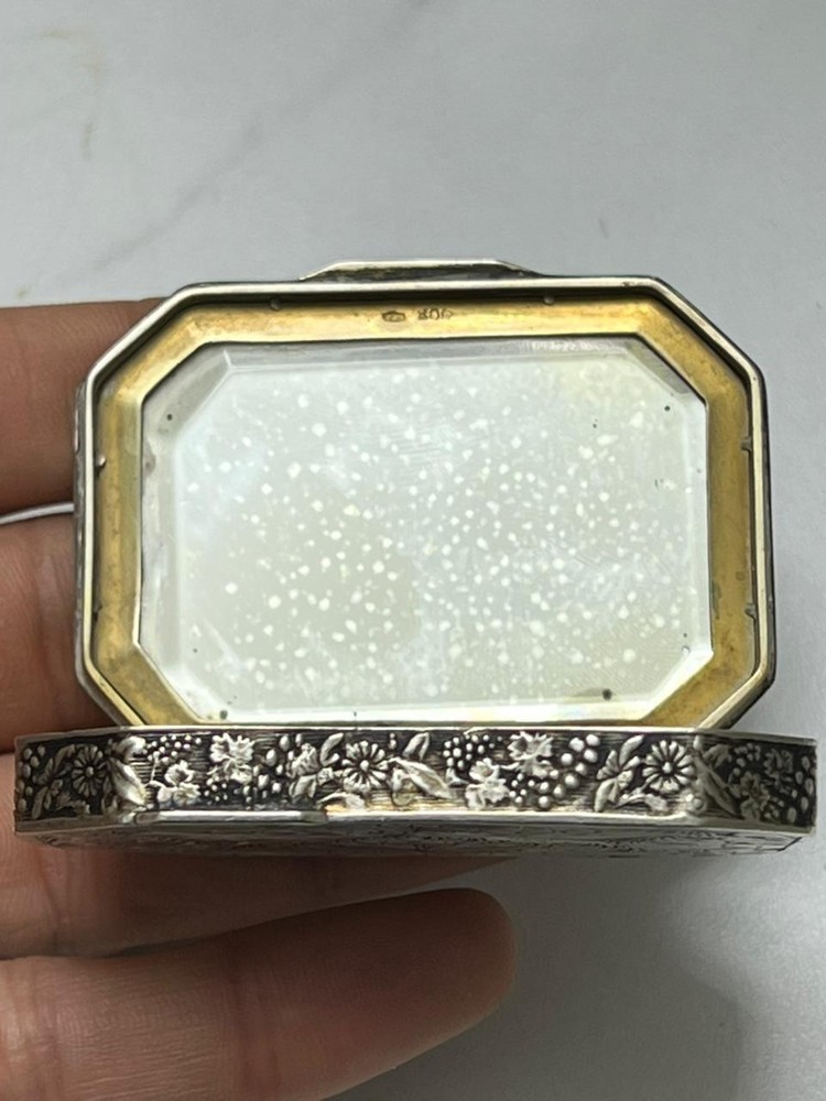 Antique 800 Silver Powder Box Enamel