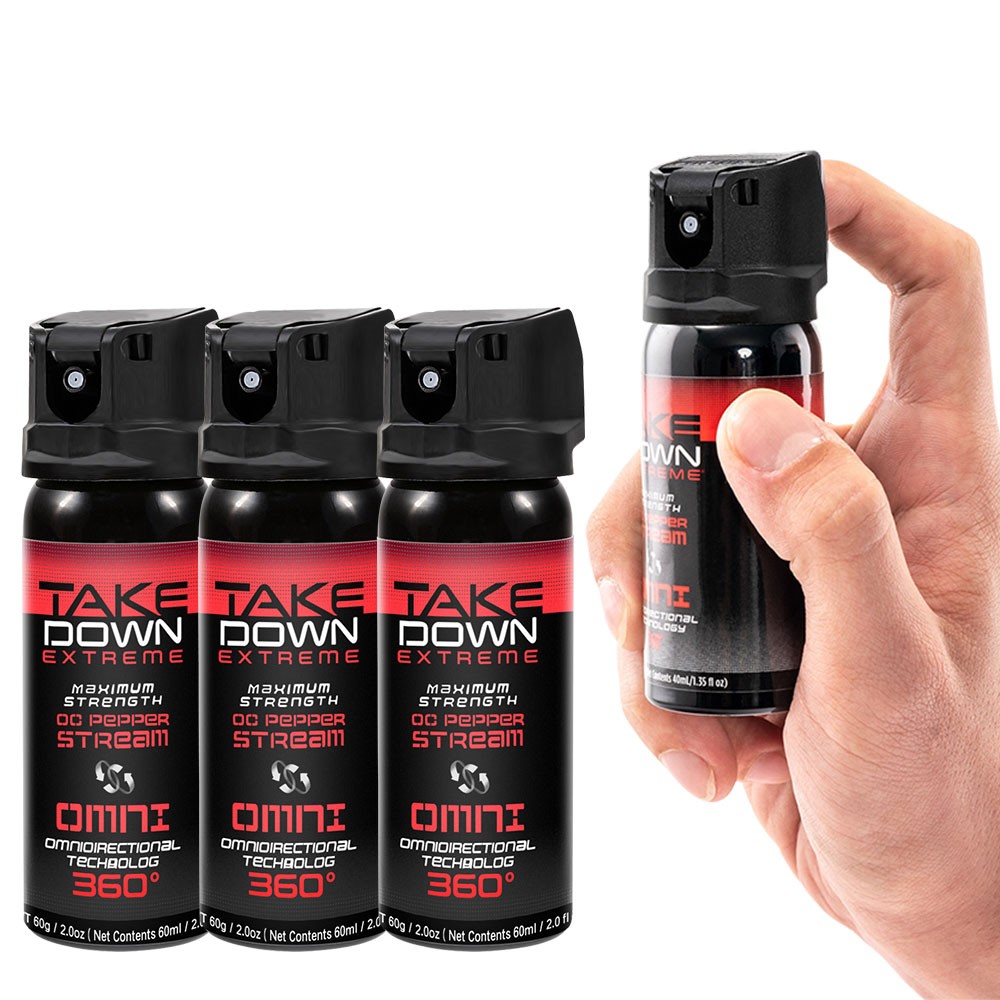 1/3/5 Pack Mace Take Down Omni 360 Pepper Spray 60ml 2oz Self Defense Protection