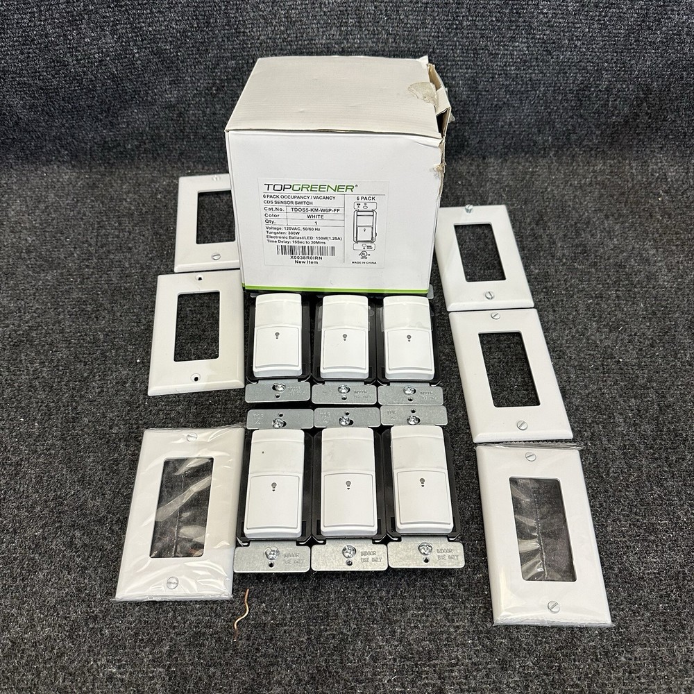 TOPGREENER 6 pack TDOS5-KM-W6P-FF Occupancy / Vacancy Motion Sensor Light Switch