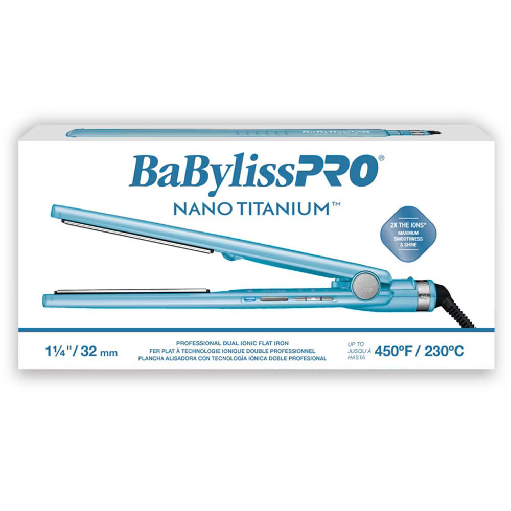 BaBylissPRO Nano Titanium Dual Ionic Flat Iron - Blue - 1.25"