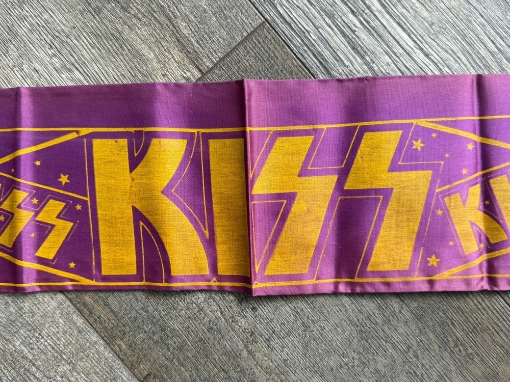 KISS Scarf Banner Purple Eric Carr Europe 1980 Vintage Kiss Aucoin Memorabilia