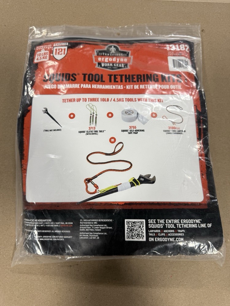 Ergodyne Squids Tool Tethering Kit for 3 Tools - 10lb 3182  NEW