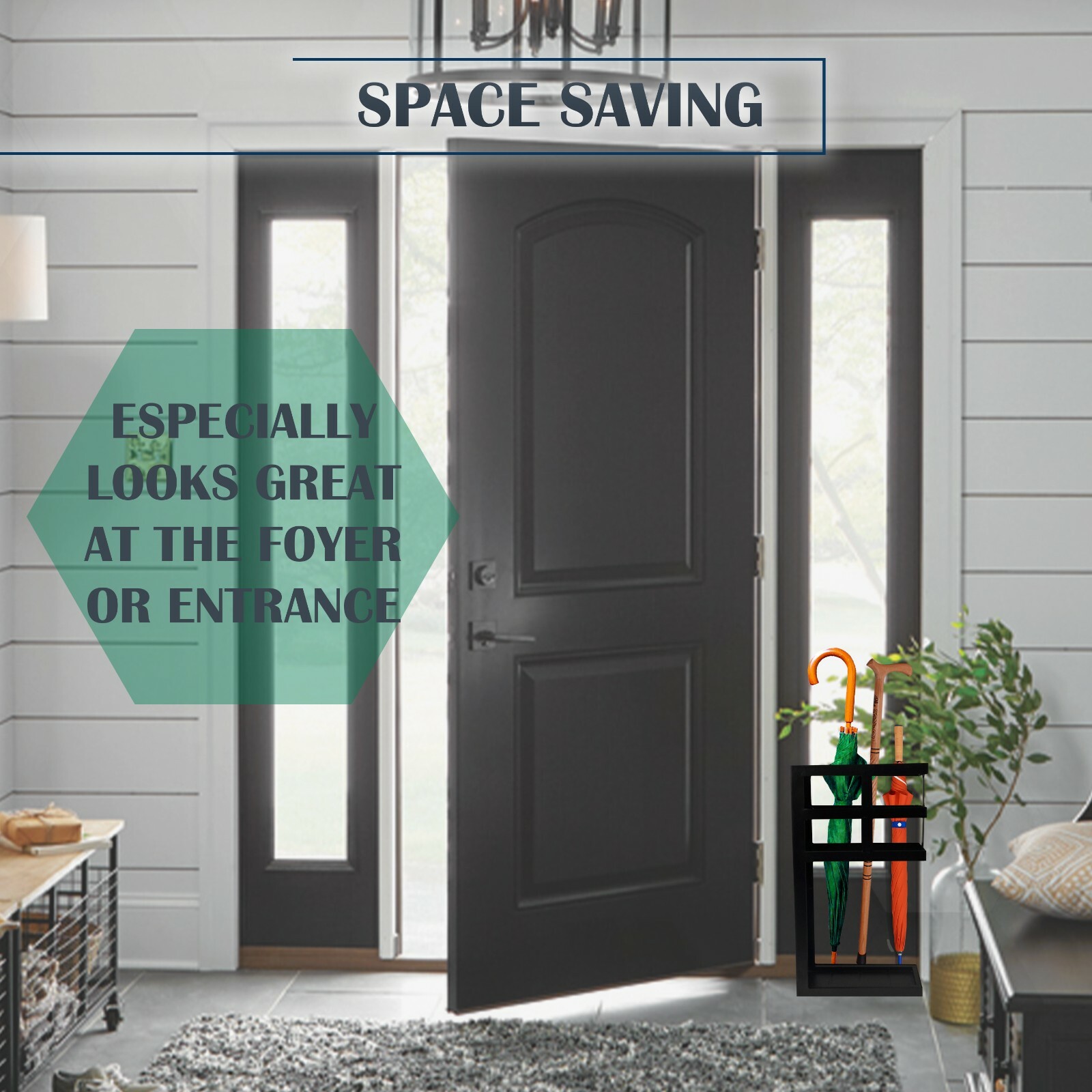 Freestanding Umbrella Holder with Removable Bottom Tray- Umbrella Stand Rack