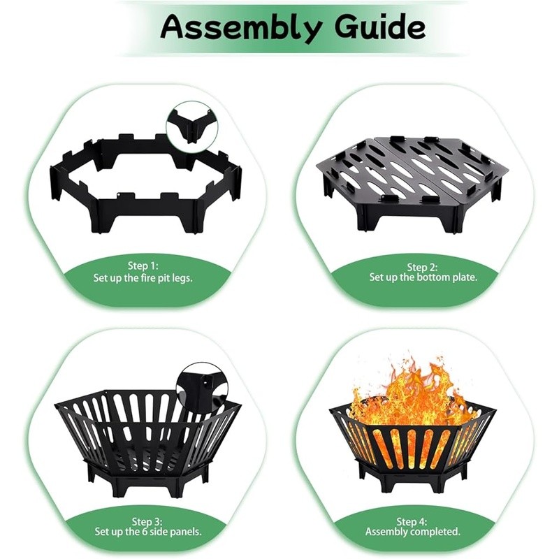Portable Foldable Fire Pit Outdoor Bonfire Grill High-Temperature Durable Design