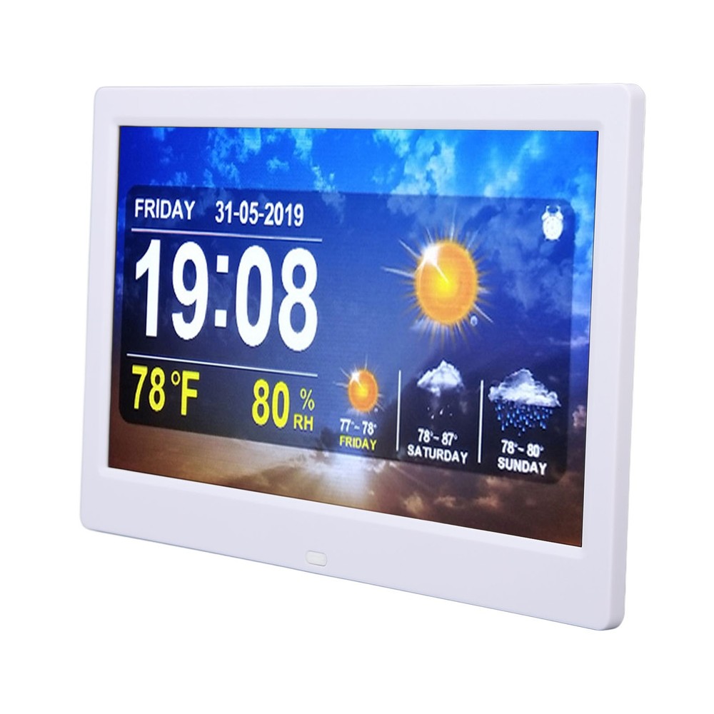 10inch Digital Alarm Clock Time Temperature Weather Display with Remote Control