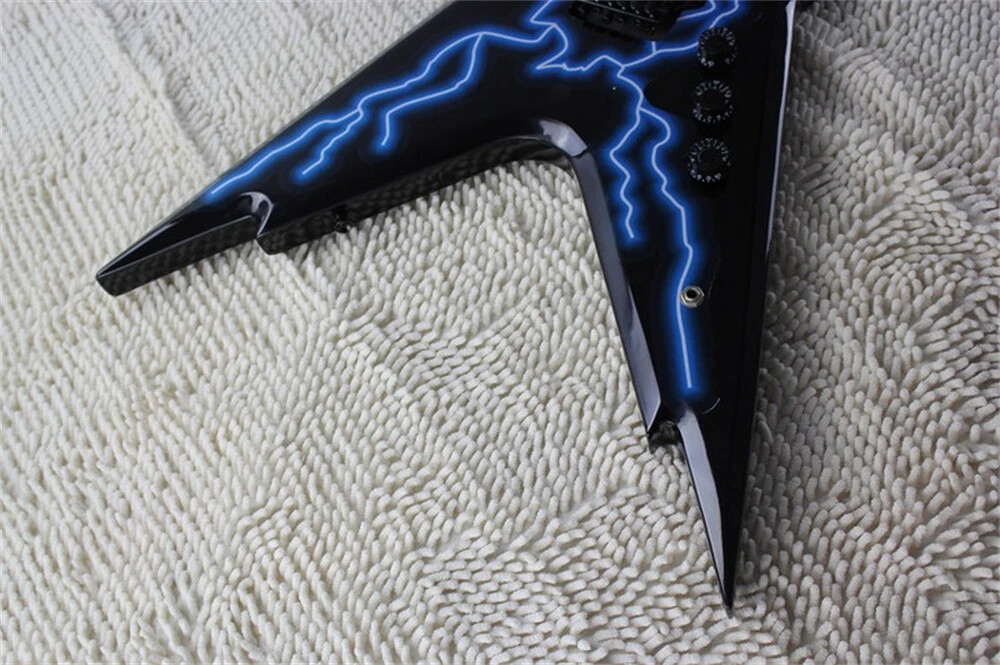 Lightning Pattern Electric Guitar with Black Hardware,Tremolo Bridge Customize