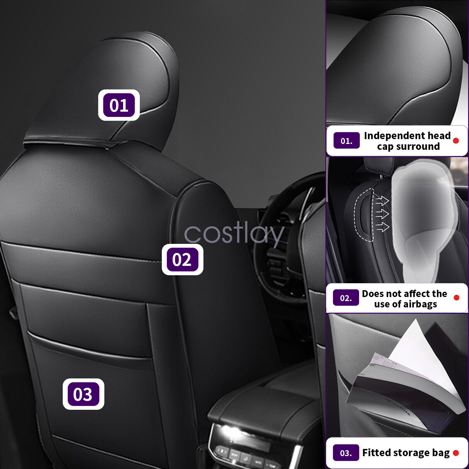 For 2020-2023 Toyota Highlander Full Set Protector Leather seat covers 8 Seat