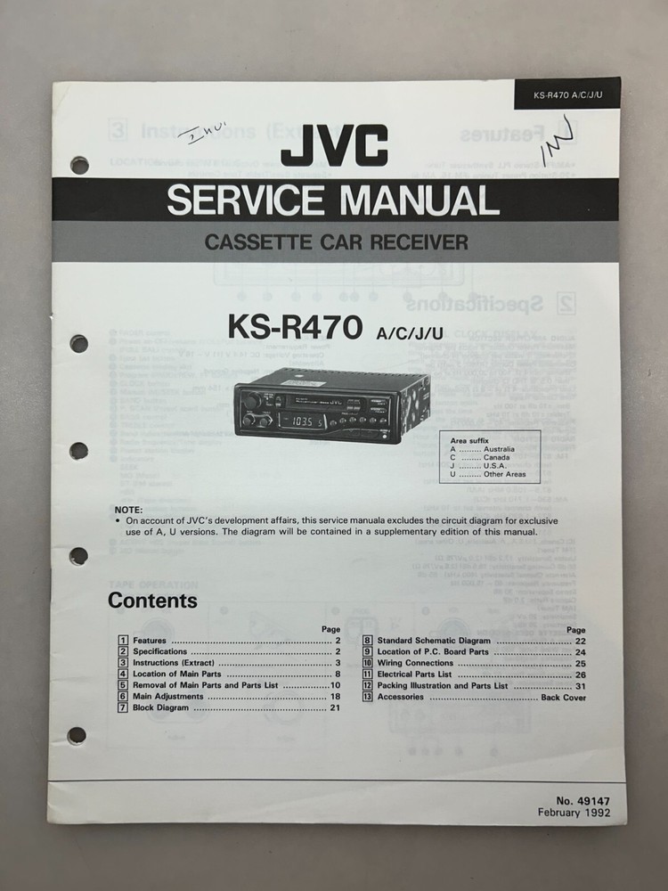 JVC KS-R470 Original Service Manual Free Shipping