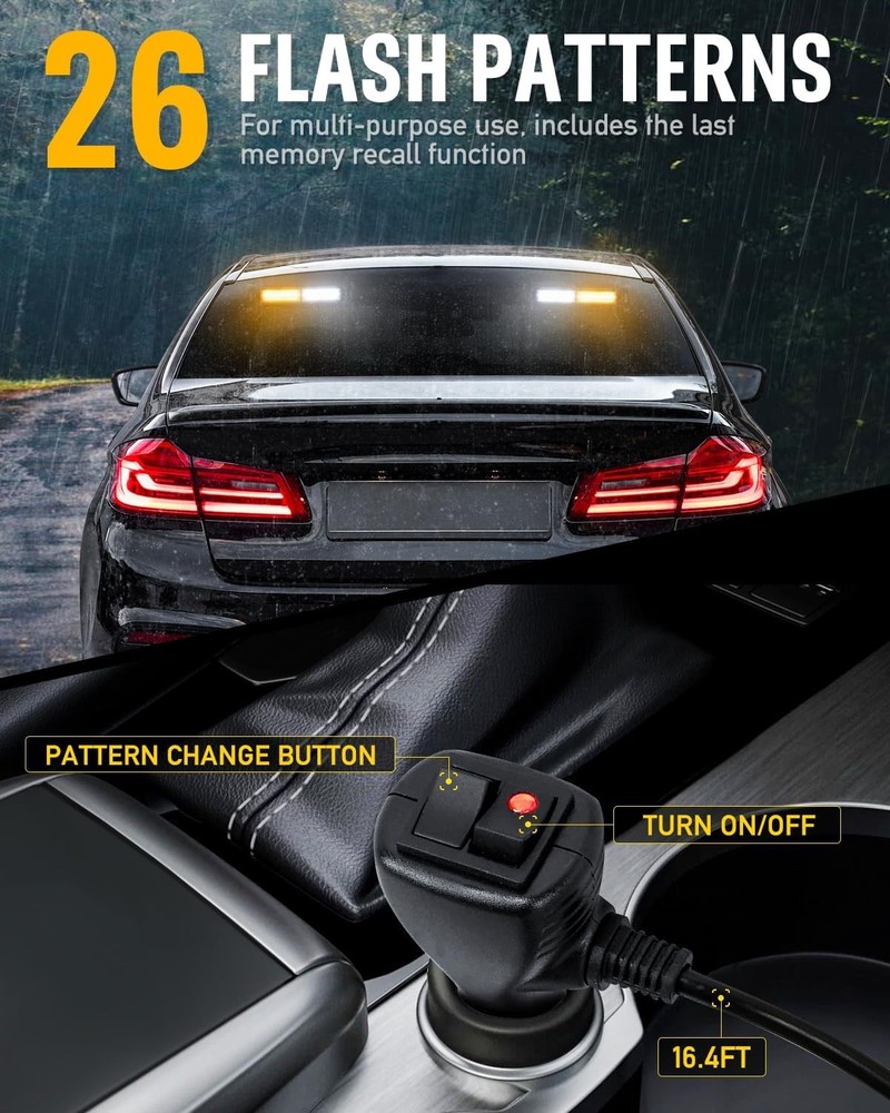 Amber White Strobe Light Bar 40 LED Dash Warning