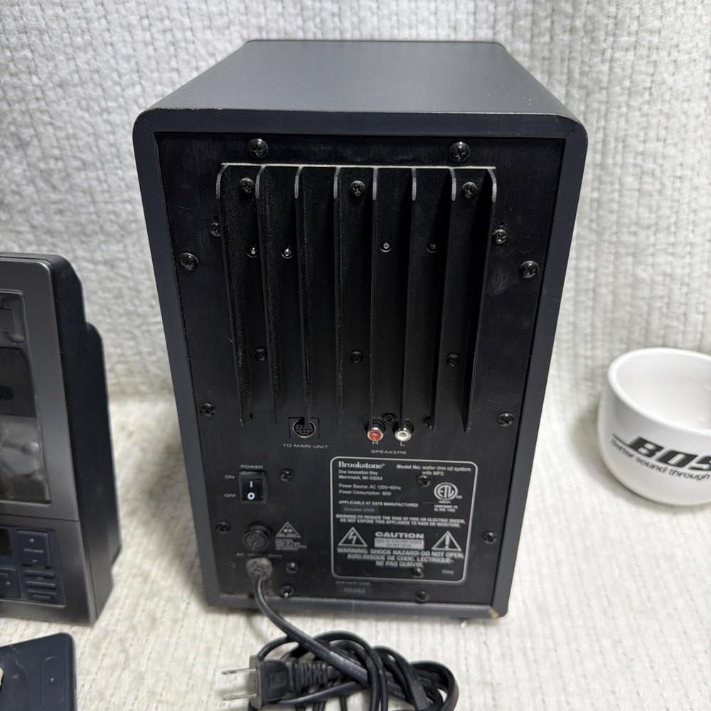 Brookstone Wafer-Thin CD System MP3 Player Flat Panel Speakers Subwoofer Remote