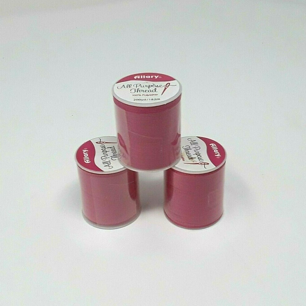 Allary All Purpose Thread 3 Pack - Pink 100% Polyester - 200 yard spools - NEW