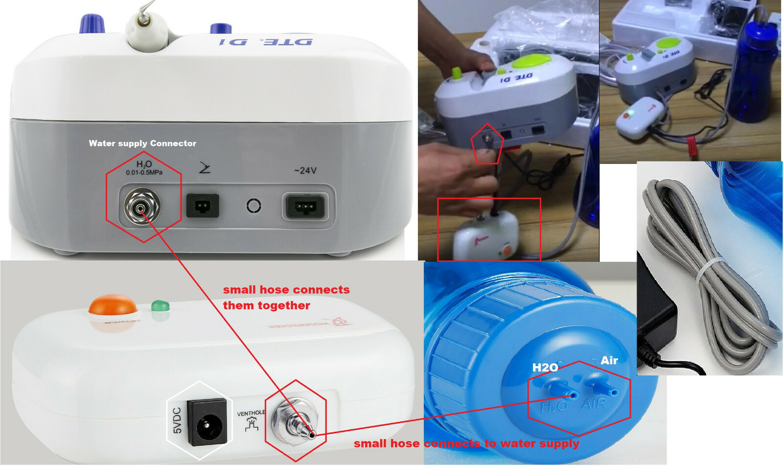 Original Woodpecker Dental DTE D1 D5 LED Ultrasonic Piezo Scaler Handpiece 110V