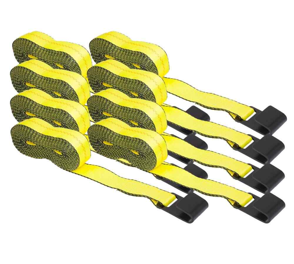 (8 Pack) 2 Inch Winch Straps with Flat Hook ( 30 FT )