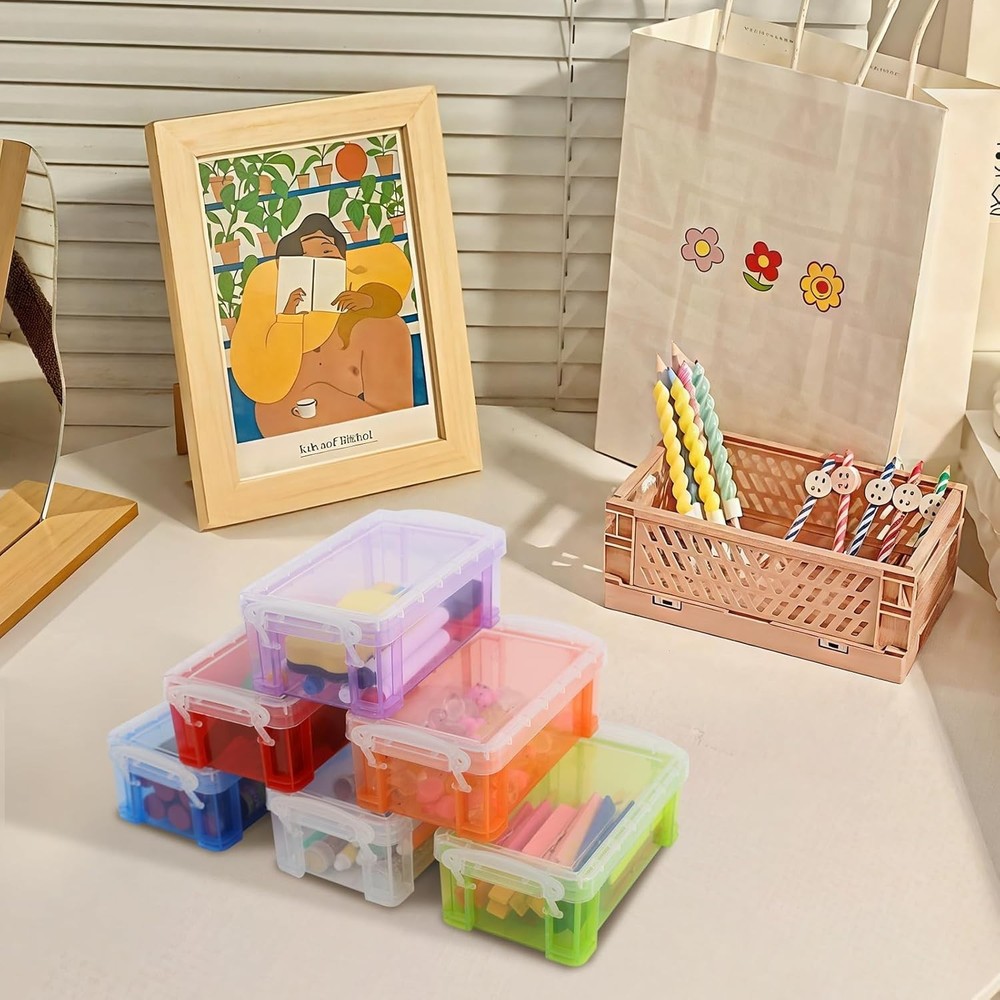 Small Plastic Box, 5" X 2.8" X 2" Stackable Mini Storage Box with Lid, Clear ...