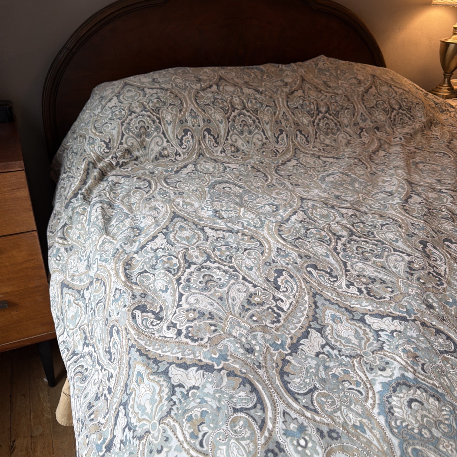 POTTERY BARN McKENNA Blue Gray Paisley Full Queen Duvet Cover